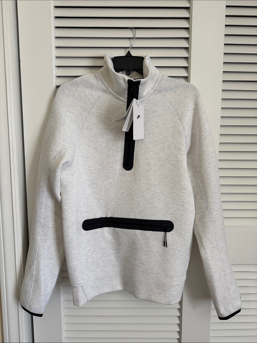 Nike Tech Fleece Heathered White Quarter-Zip Pullover